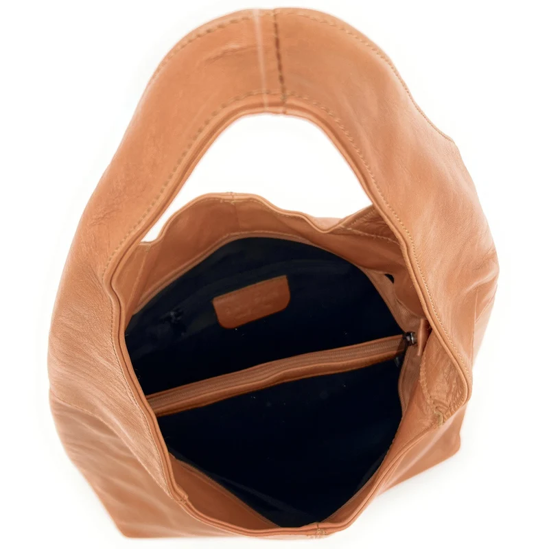 Sac HOBO en cuir lisse NEW AGE Camel