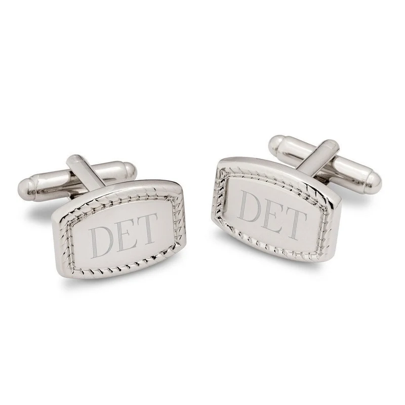 Black Leather Wallet and Beaded Rectangular Cufflinks Personalized Set