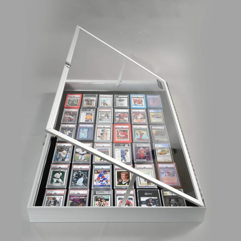 EVORETRO Lockable Display Case 36 x 24 x 4" Silver– Secure Showcase for Collectibles