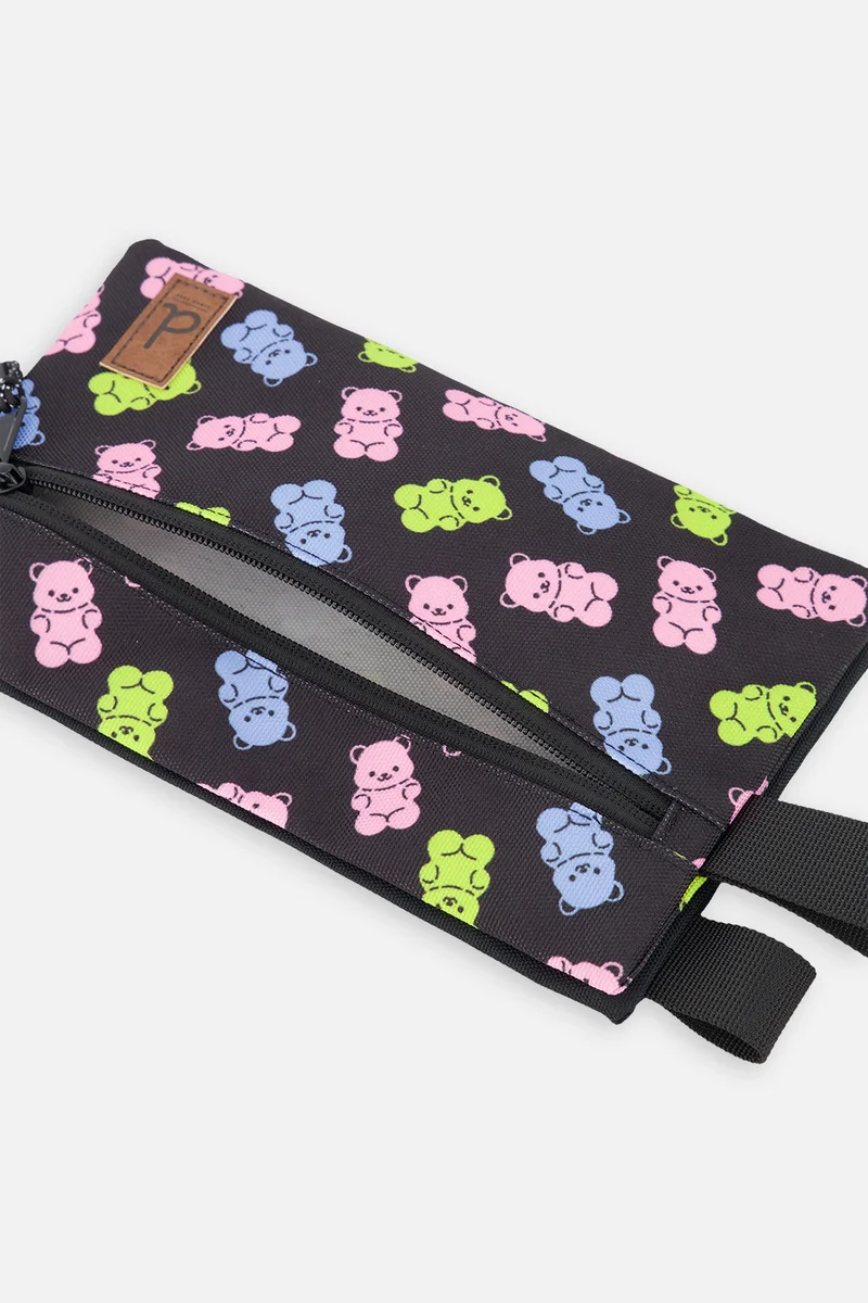Pencil Case Black Printed Gummy Bears