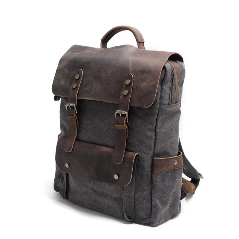 Léo sac à dos ordinateur cuir et toile