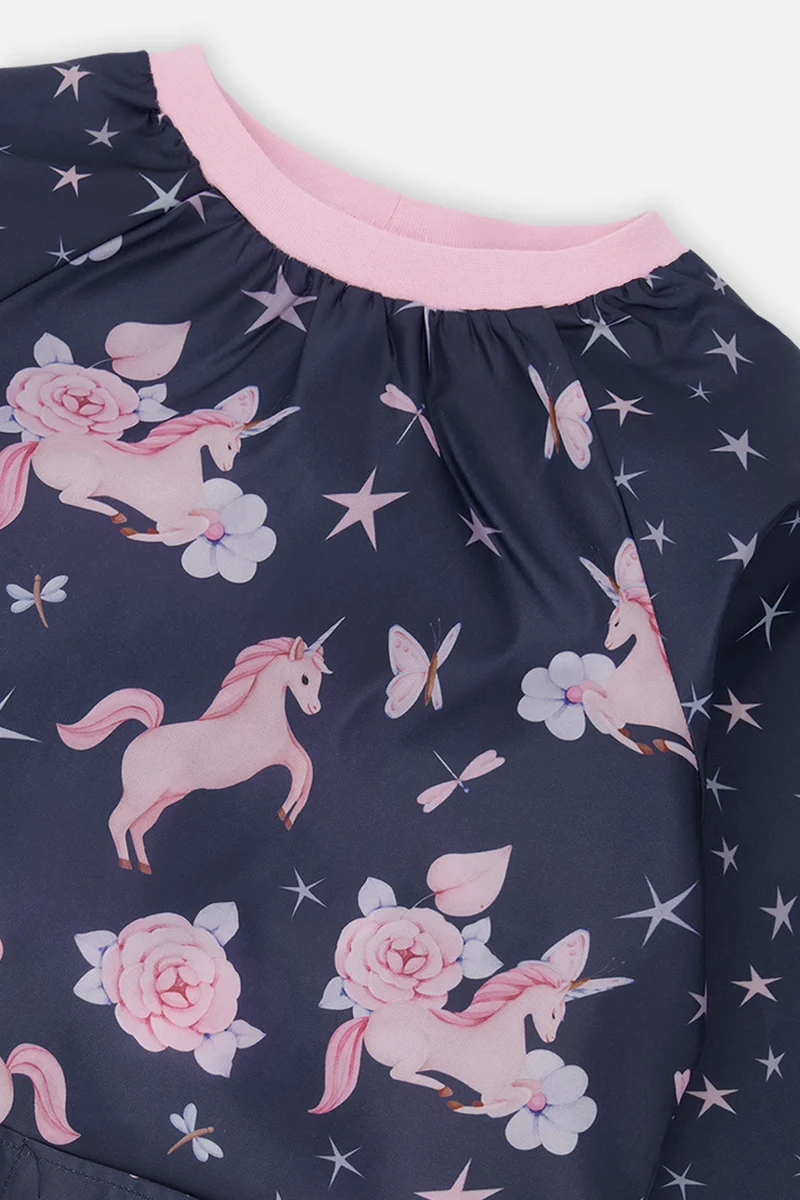 Apron Navy Unicorn Print