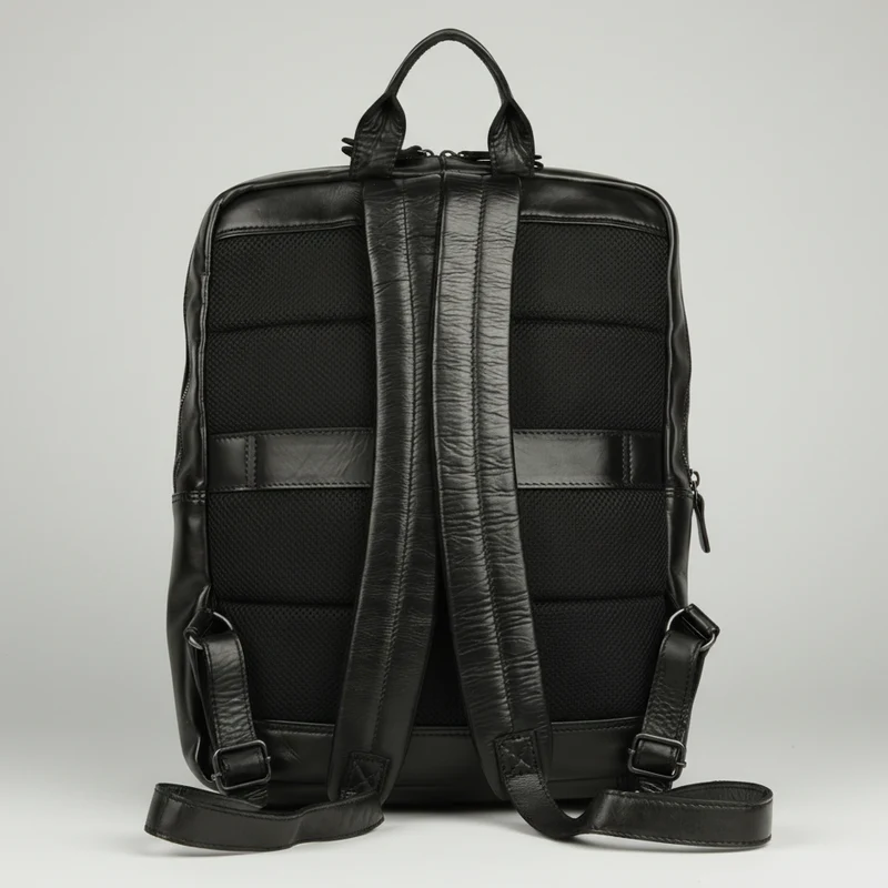 MET Two Adjustable Strap Leather Backpack. Multi-Compartment Commuter Pack