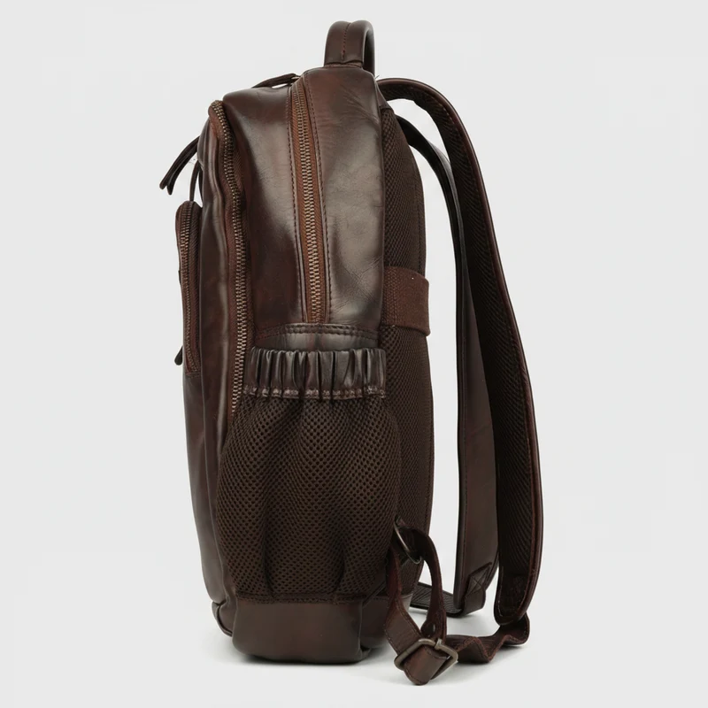 MET Premium Leather Backpack. Dual-Compartment Urban Commuter Pack