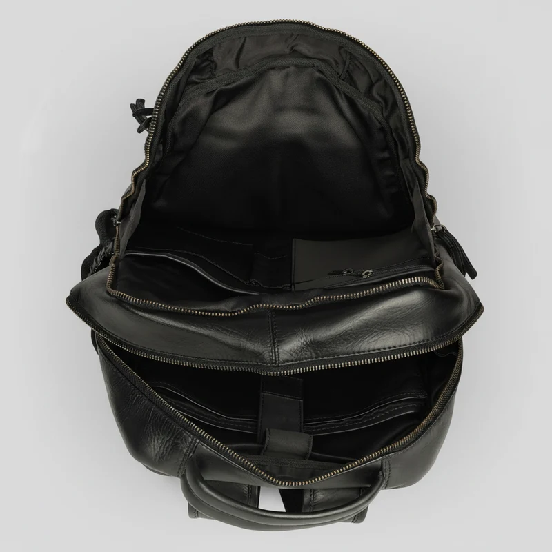 MET Premium Leather Backpack. Dual-Compartment Urban Commuter Pack