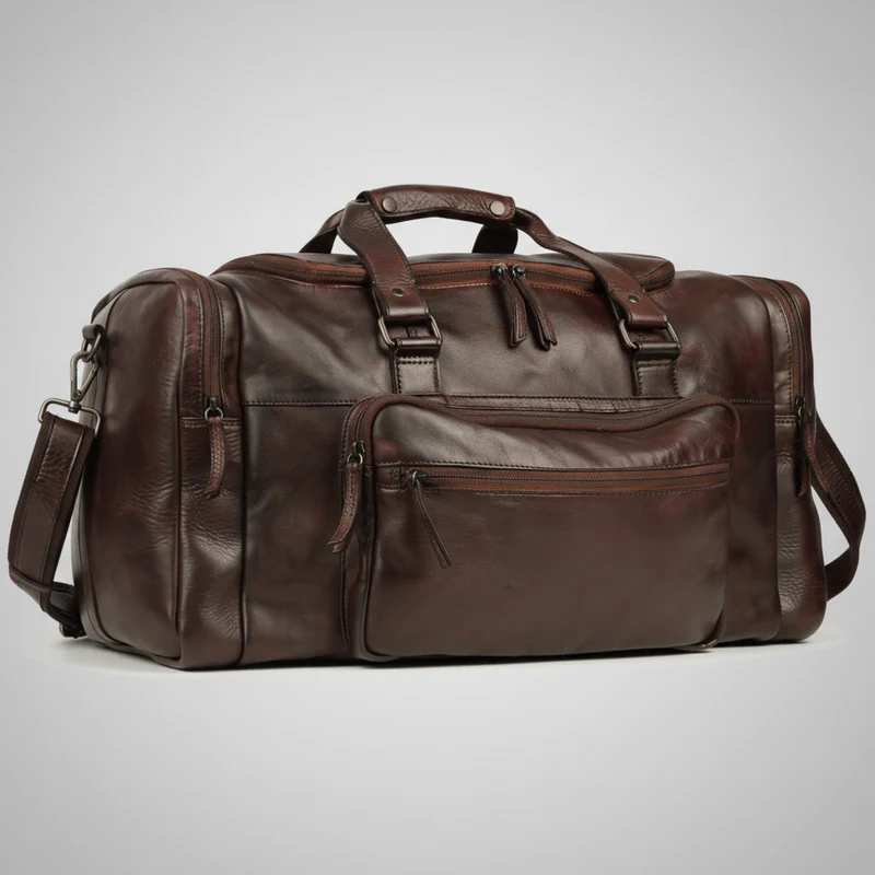 MET Premium Leather Small Duffle Bag. Urban Weekend Carry-On