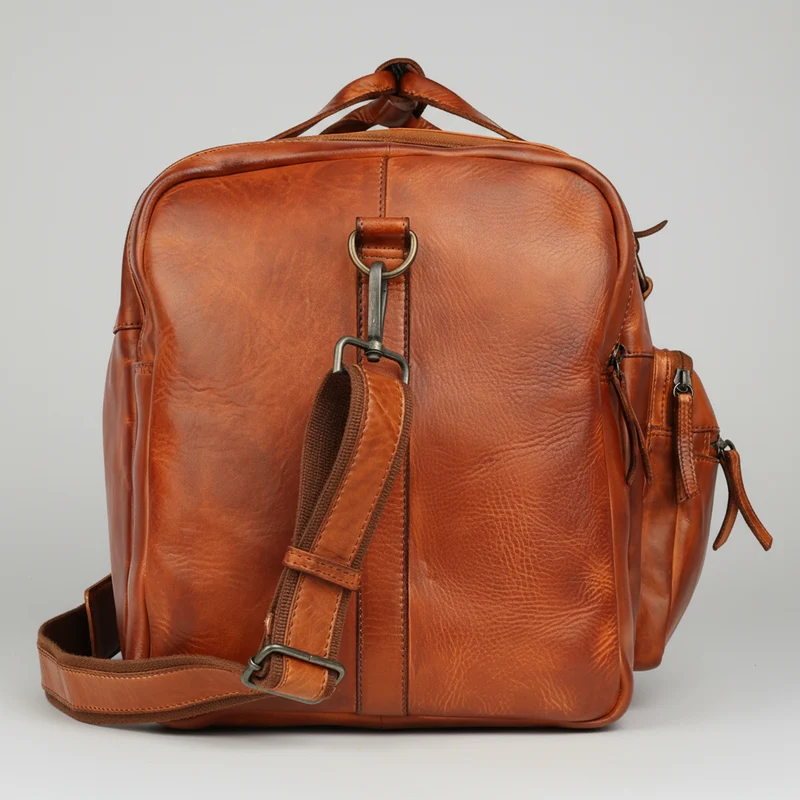 MET Premium Leather Small Duffle Bag. Urban Weekend Carry-On