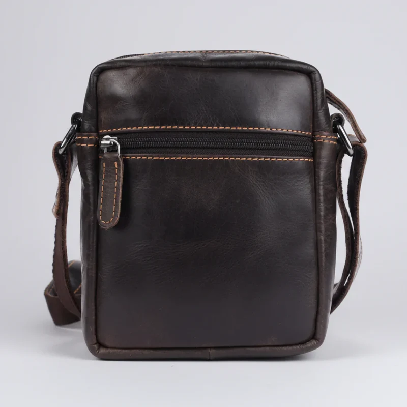 Greenwood Leather Mini-Messenger Bag. Premium Compact Crossbody Travel Organizer