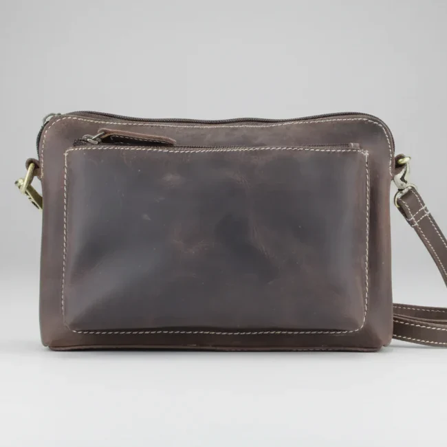 Hunter Leather Front Pocket Crossbody Bag