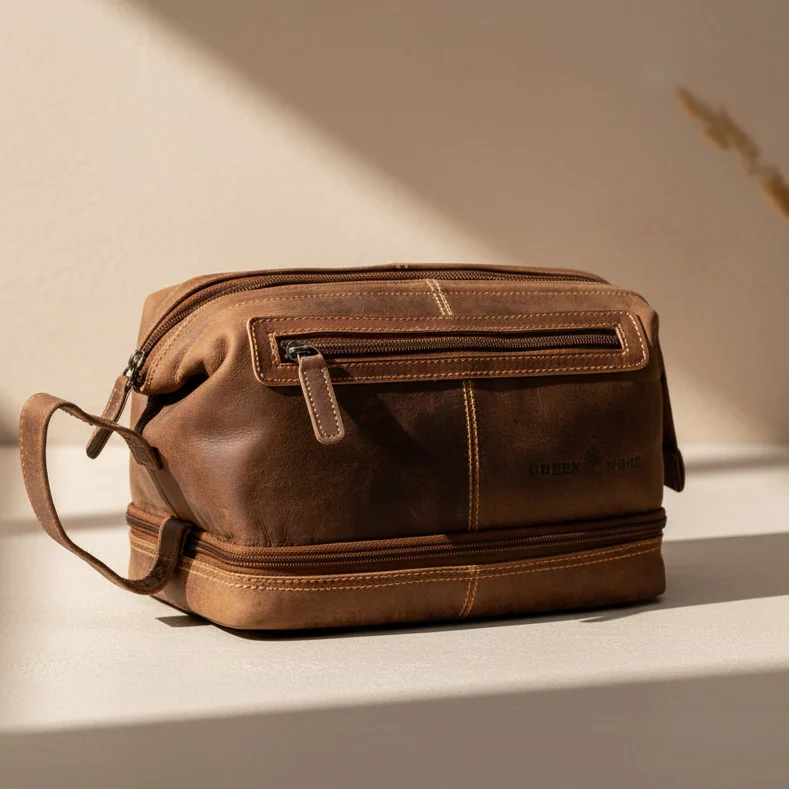 Greenwood Leather Travel Toiletry Bag