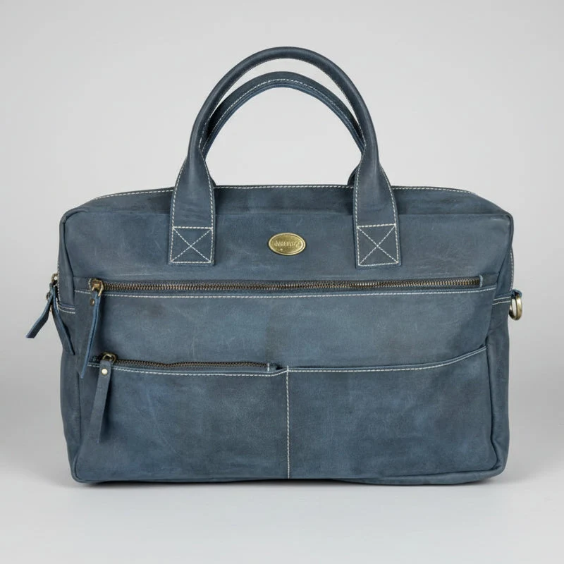 Buffalo Leather Laptop Bag 17". Travel Briefcase with Luggage Sleeve