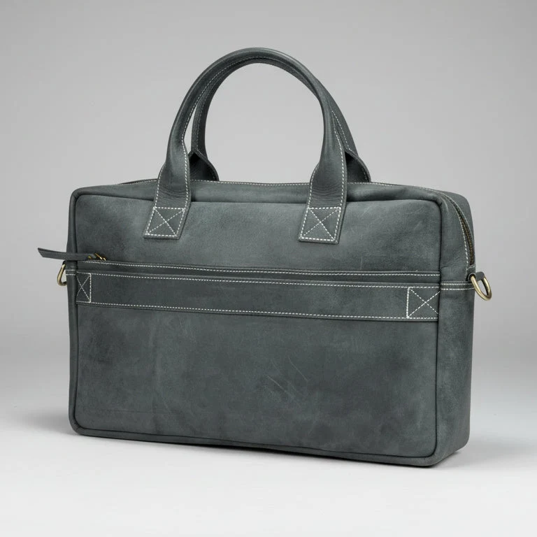 Buffalo Leather Laptop Bag 17". Travel Briefcase with Luggage Sleeve